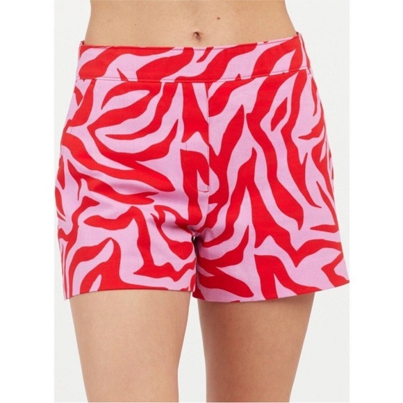 Spanx Polished On-The-Go Pink Red Print Shorts L - Picture 1 of 5